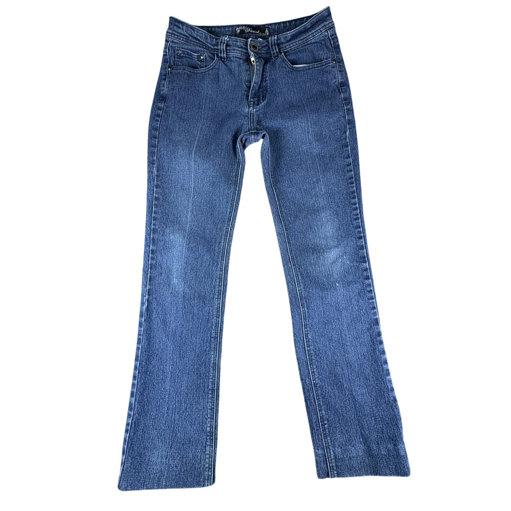 Daniel Womens Blue Embroidered Back Pocket Straight Leg Jeans Size 28x31 Studded